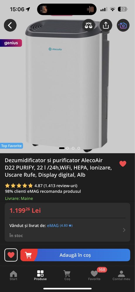 Dezumidificator si purificator AlecoAir D22 Purify - Ca nou