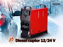 Aeroterma verticala diesel cu autoalimentare LCD, telecomanda 12/24 V