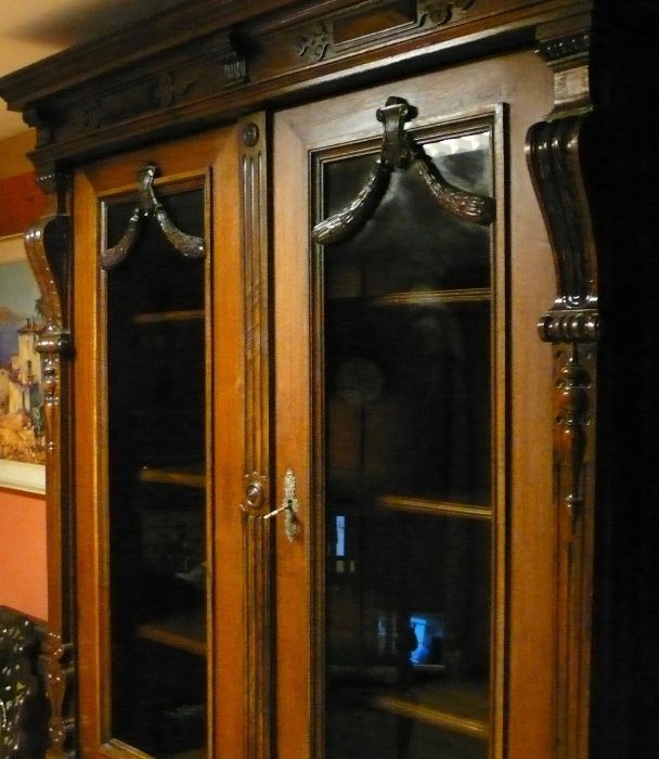 УНИКАЛНА супер рядка голям салонен, кабинетен шкаф-витрина,