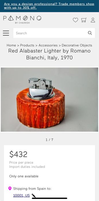 Bricheta in piatra de  alabastru rosu italia,anii 1970 lucrata manual