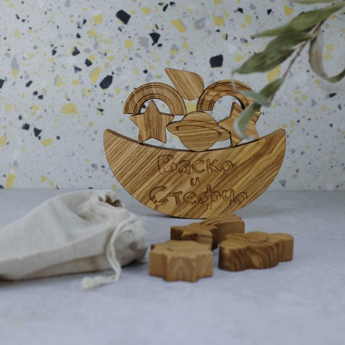 Монтесори баланс игра - Небеса, дървена играчка тип дженга