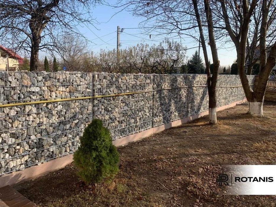 Gard din piatra tip gabion Panou zincat + Piatra Naturala