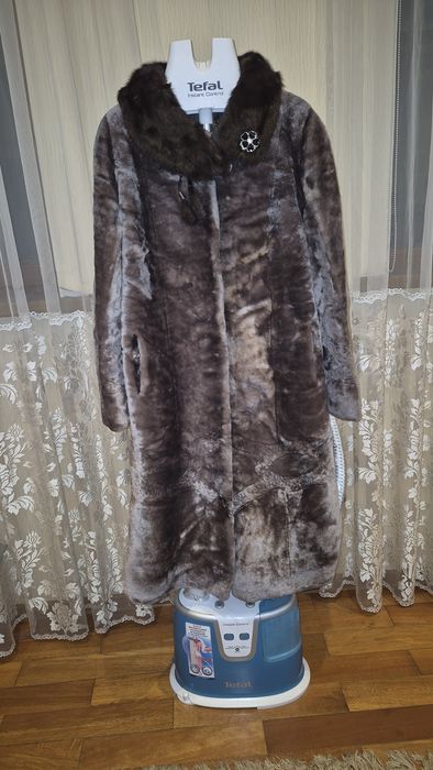 Шуба мутон с норковым воротником