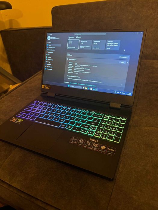 Лаптоп Gaming Acer Nitro 5, Ryzen 6800H, 16 GB, RTX 3070 Ti - ГАРАНЦИЯ