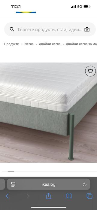 Тапицирана спалня с матрак - Икеа 160х200см.