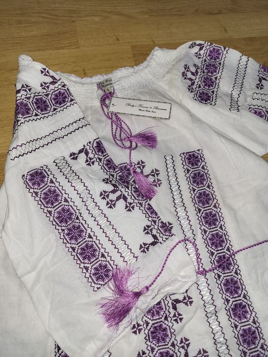 Ie tradițională românească nouă, mărimea S, bumbac 100%, broderie mov