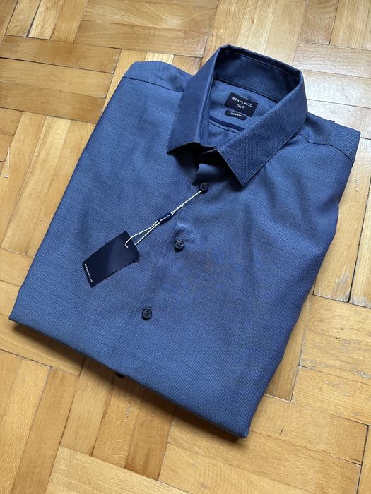 Cămașă Benvenuto Purple Premium Slim Fit Bumbac Bărbați - M (40)