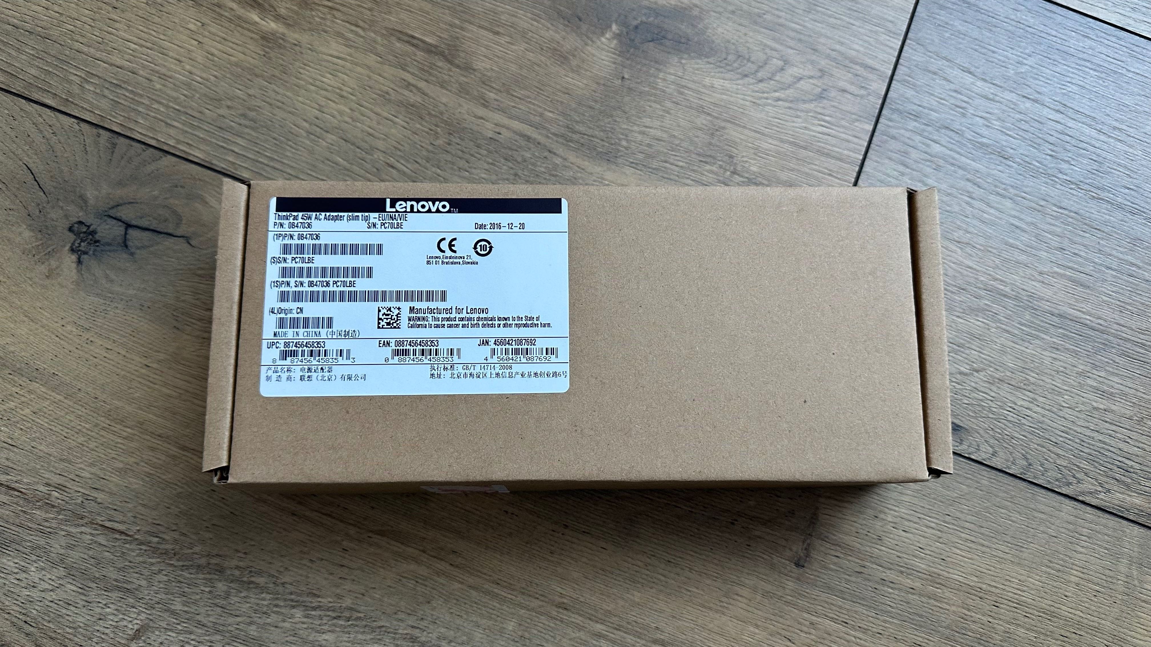 Оригиналнo Lenovo зарядно 20V / 2.25A / 45W / 01FR035 / Лаптоп PC