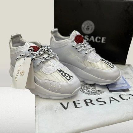 Adidasi Versace Chain reaction ** full white**