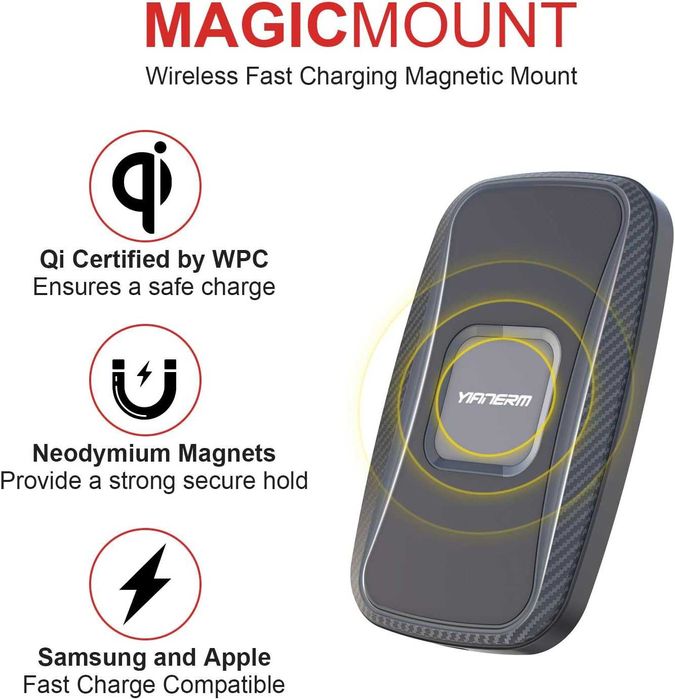 Магнитно QI бързо безжично зарядно за кола Yianerm