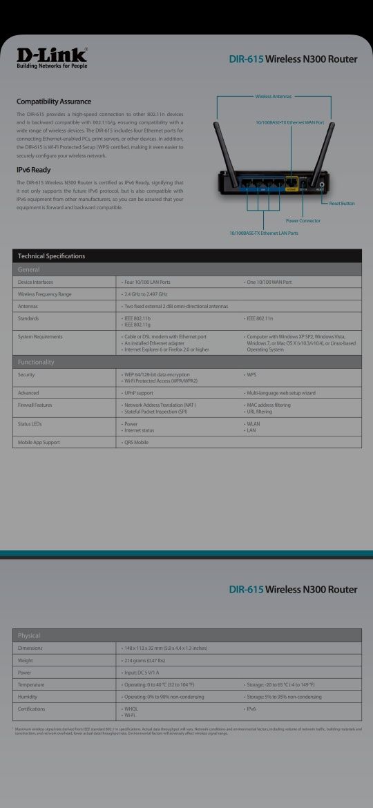 Router D-Link Dir-615 N300 ca nou