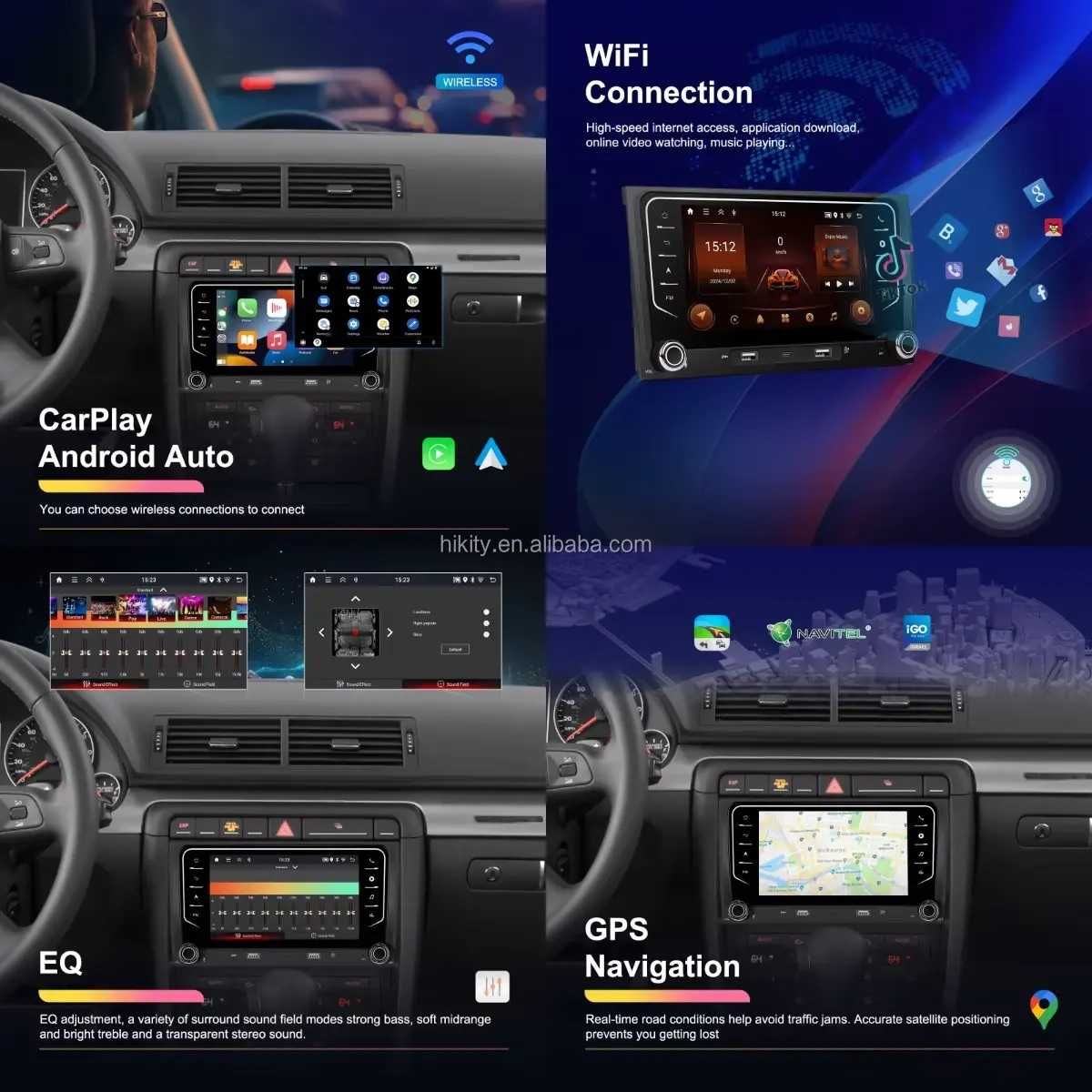 Мултимедия за Audi A4 B6 B7 RS4 навигация Android плеър 2DIN A4 Ауди