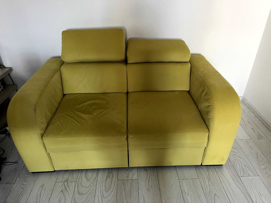 2 bucăți Fotolii Kera, galbene spre lime, cu tetiere rabatabile