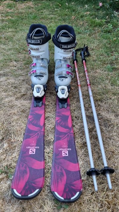 Детски ски Salomon 110см, обувки 21.5, щеки