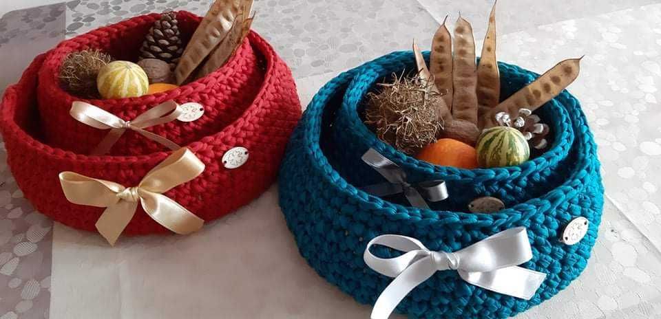 Плетено на една кука панерче с дървено дъно