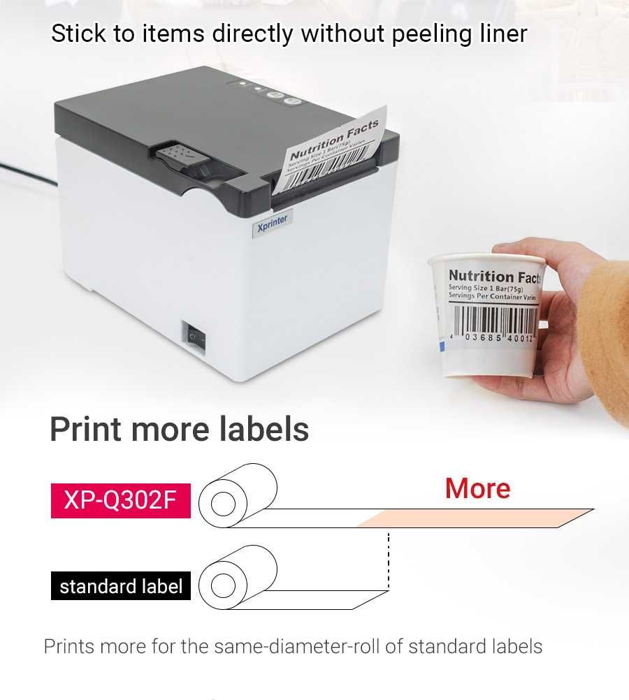 Новый Xprinterдля печати наклейки штрих кодов модель XP q302f
