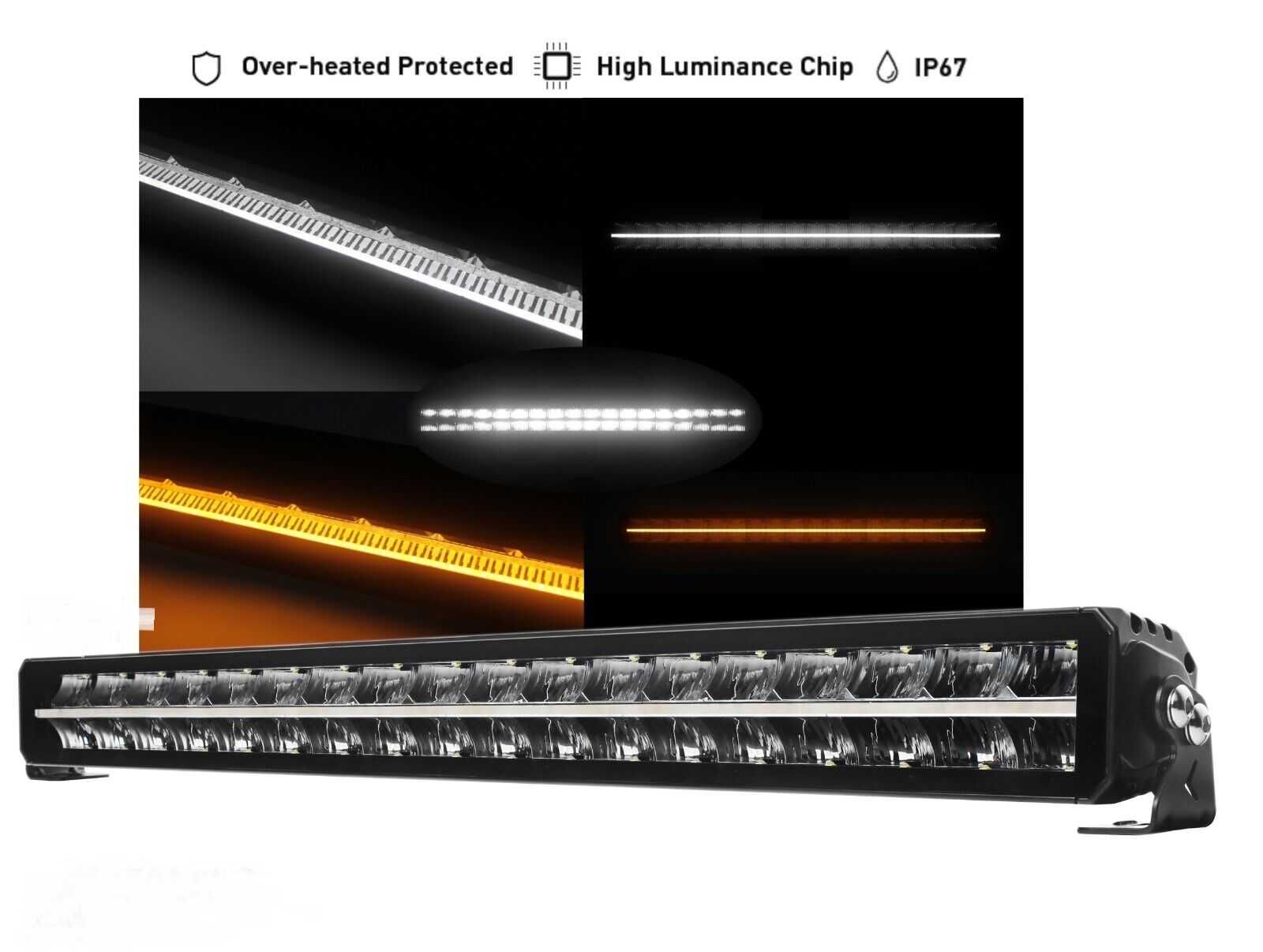 1бр ЛЕД БАР LED BAR с 3 ф-и SPOT бяла светлина + DRL бяла и жълта 55см