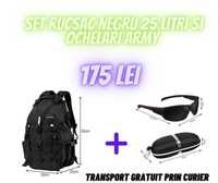 Transport gratuit - Set rucsac negru 25l si ochelari polarizati army