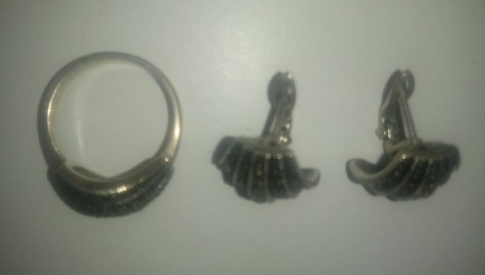 Набор серебряный серьги и кольцо
