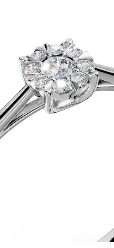 Inel Teilor Aur alb 14k cu diamante de 0.10ct