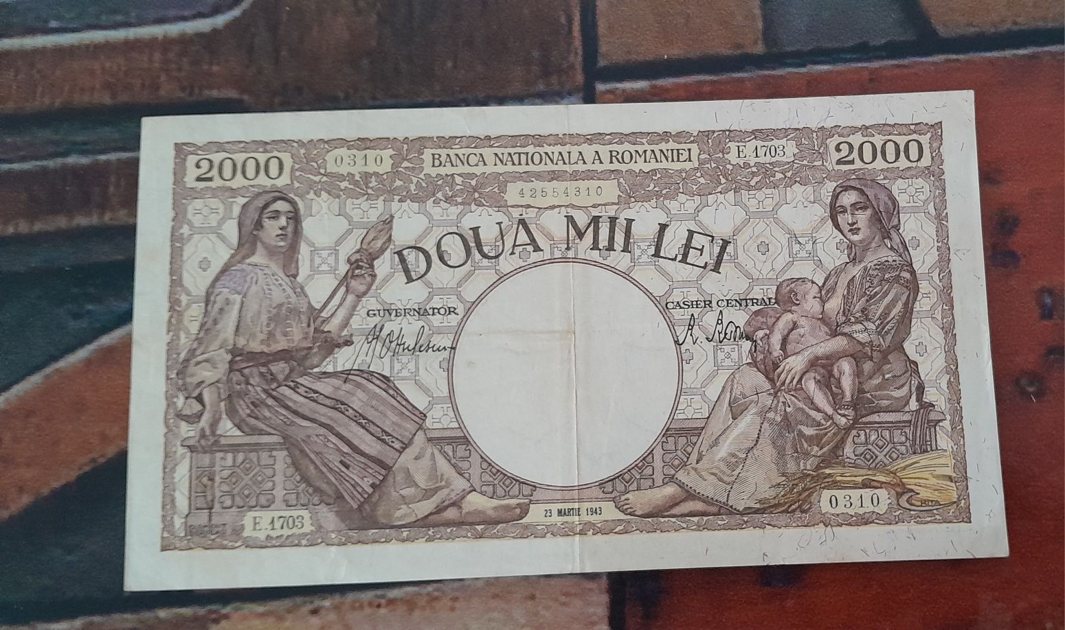 Bancnota 2000 lei Martie 1943 BNR scurt stare perfectă preț fix