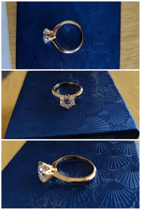 Inel logodna diamant moissanite, 1, 2, 3 carate