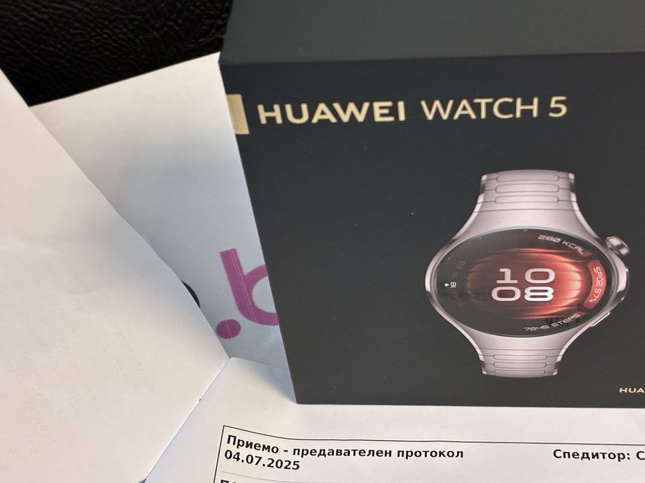 КАТО НОВ 42mm Huawei Watch 5 OZONE Гаранция 2027 Gold Titanium