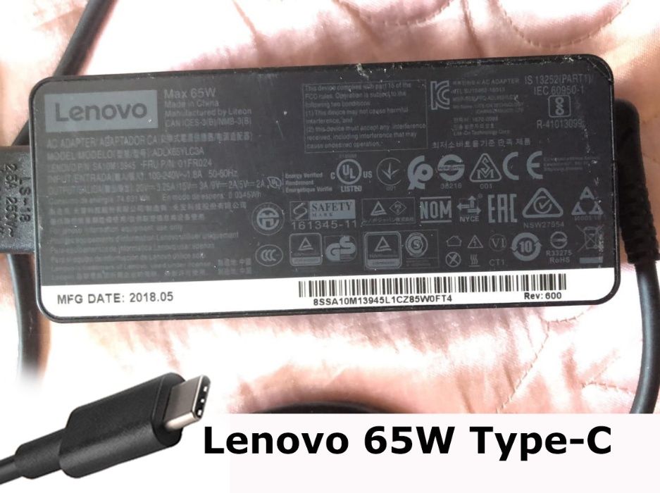 Блок питания ЗАРЯДКА Оригинал от LENOVO (USB Type-C) 20v 65w 3.25A для