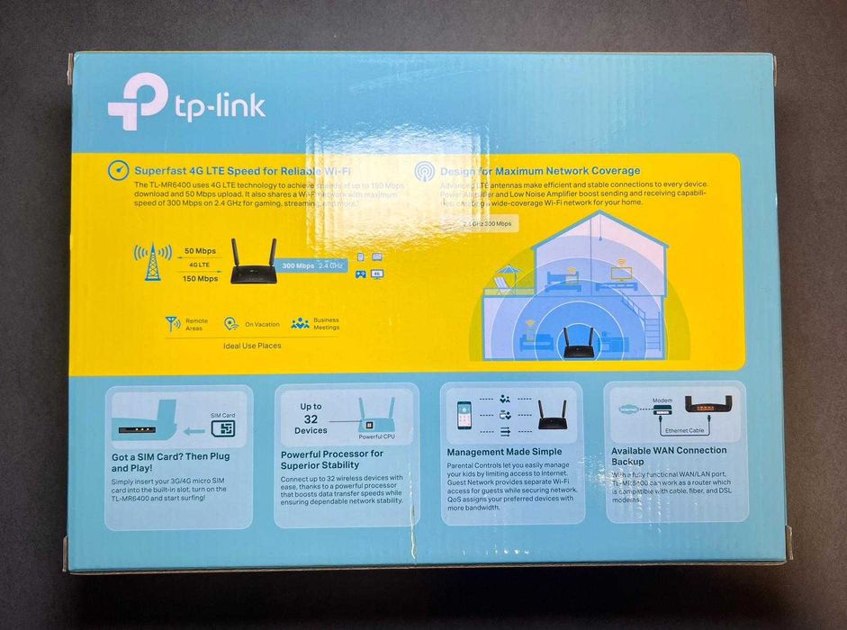 Router 4G LTE TP-Link TL-MR6400 – Internet rapid - Plug & Play