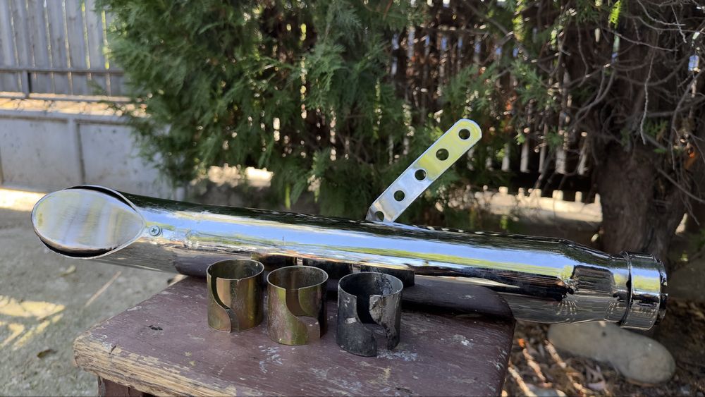 Toba evacuare moto, cotit inox crom chopper custom