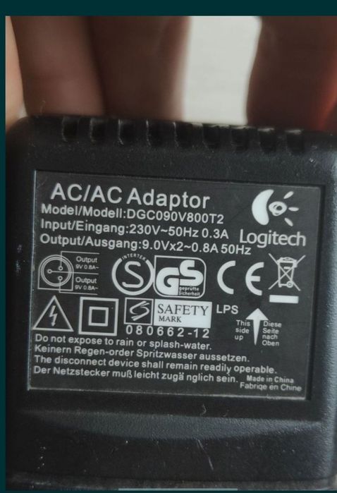 Încărcător alimentator Logitech Pure-Fi Anytime Dual Output 9V X2-0.8A