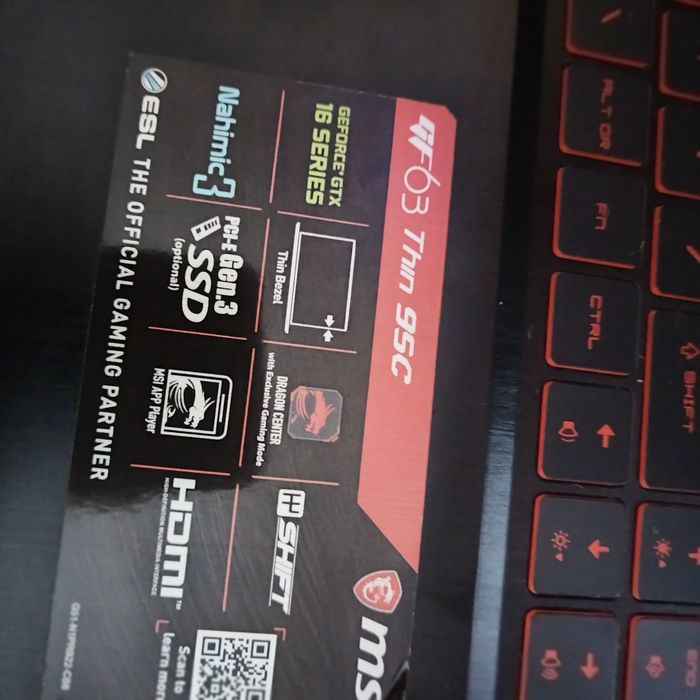 Laptop Gaming MSI GF63 Thin 9SC