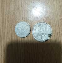 Monede vechi monedă de 5000 de lei și monedă de 100 de lei