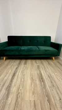 Canapea din catifea verde smarald