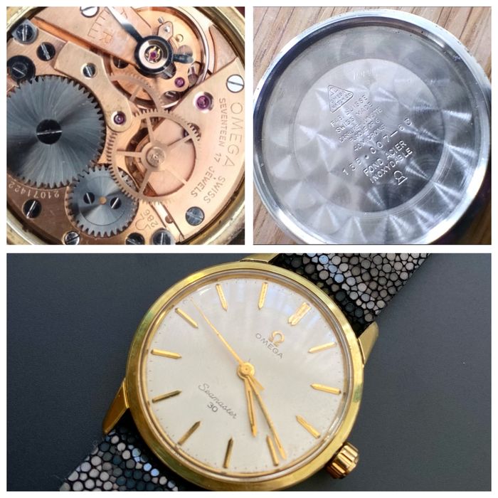 Ceas Omega Seamaster 30 ,Cadran LINEN ,placat aur 40 microni