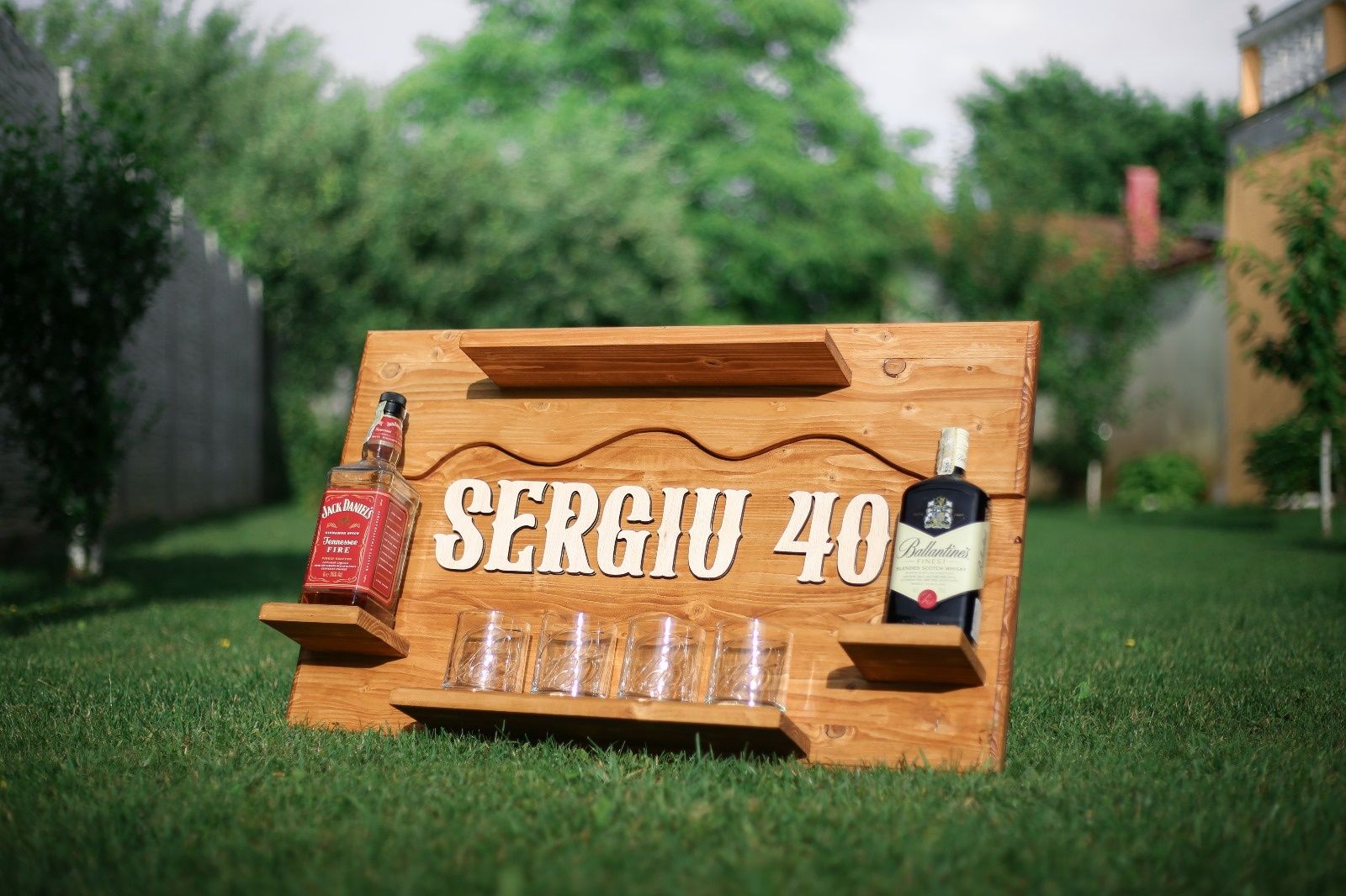 CADOU.Suport personalizat de perete pt pahare si sticle de vin sa