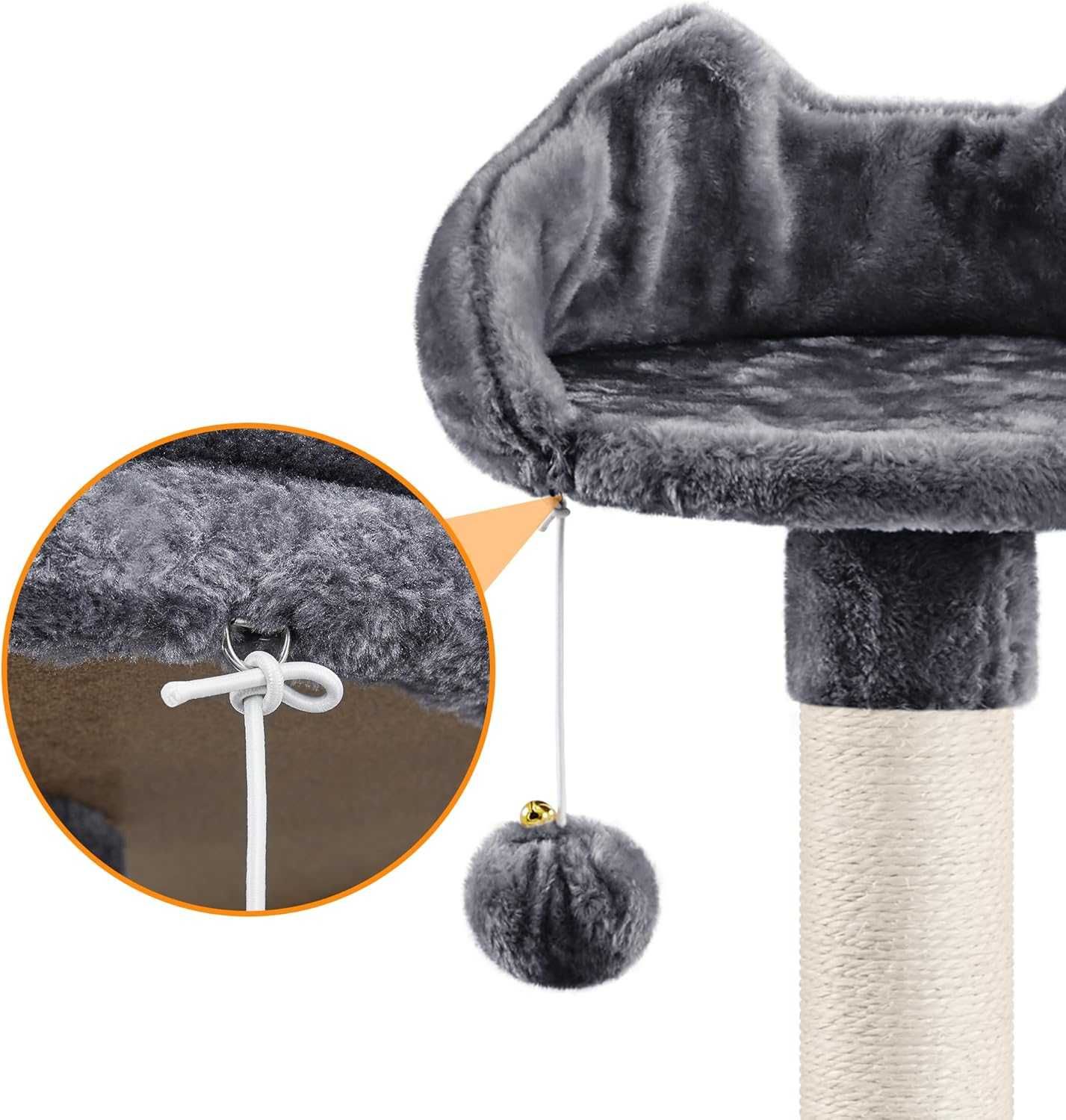 Ansamblu pisici XXL 194 cm stalpi sisal si casute |YT 615086 Dark Gray