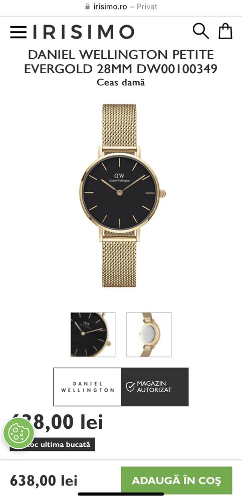 Ceas Daniel WELLINGTON Petite EVERGOLD 28MM DW00100349