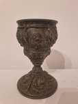 Pocal decorativ vintage din metal, stil baroc, 19 cm