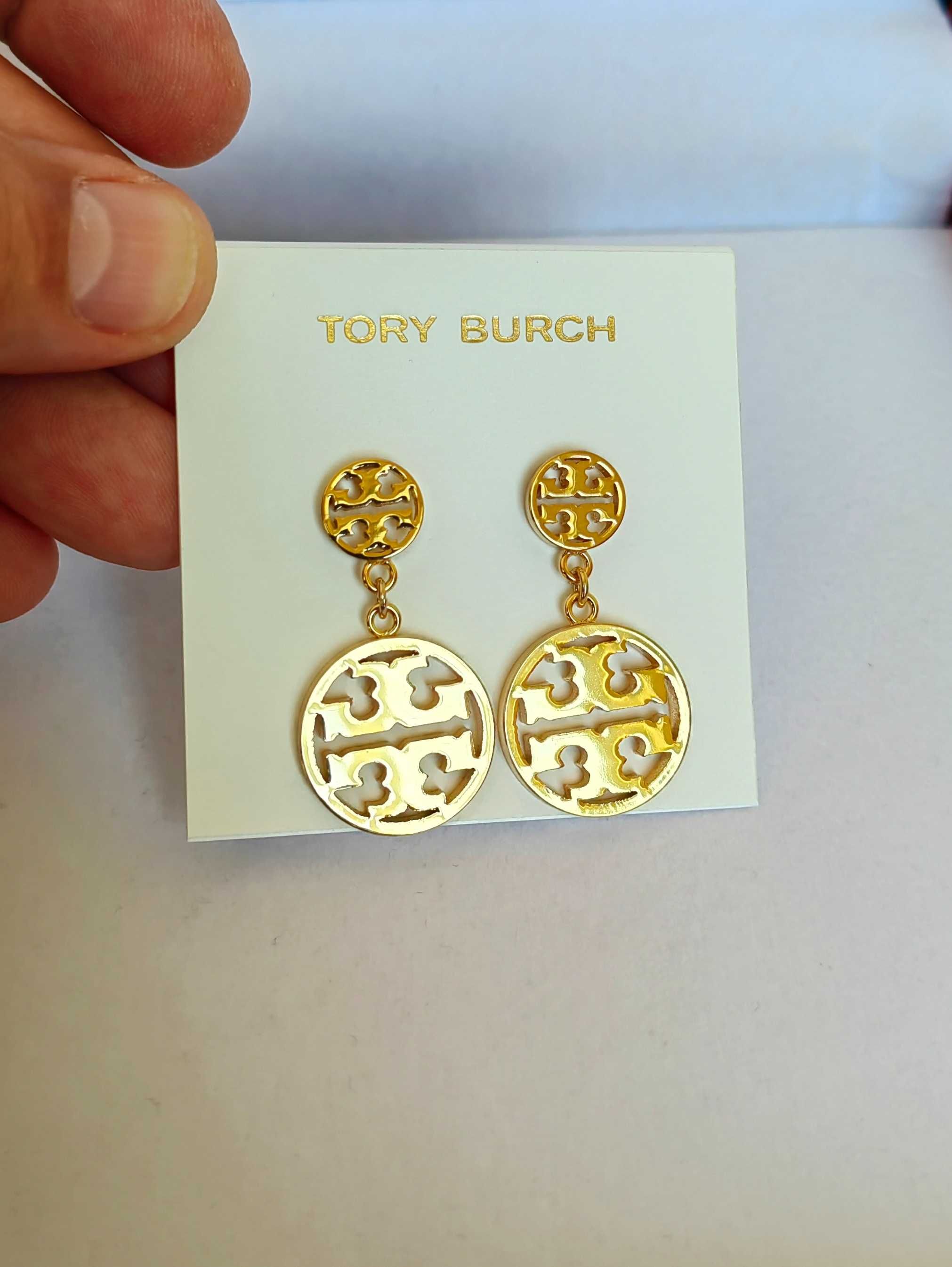 Обеци Tory Burch - Miller stud hoop earrings