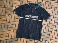 ПРОМО Roberto Cavalli-XL и XXL-Оригинална мъжка черна  тениска с яка