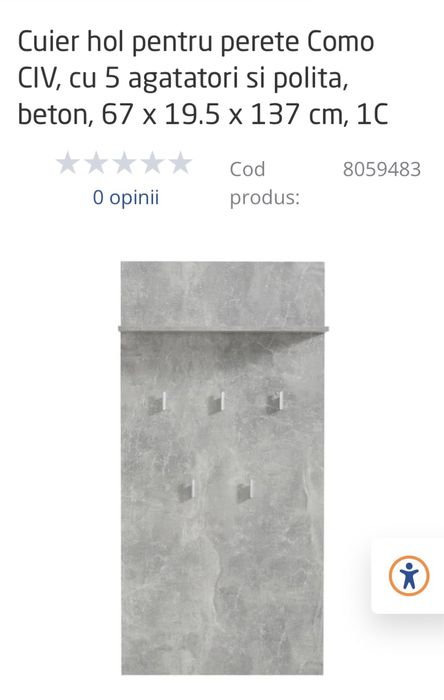 Comoda alba amcu doua usi si cuier