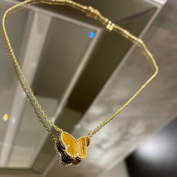 Van Cleef & Arpels VCA Lucky Alhambra Tiger Eye Butterfly Дамско Колие