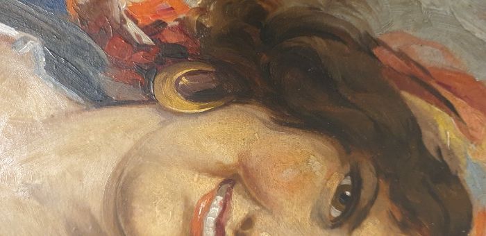 Tablou ulei pe carton semnat Elena Muller Stancescu.