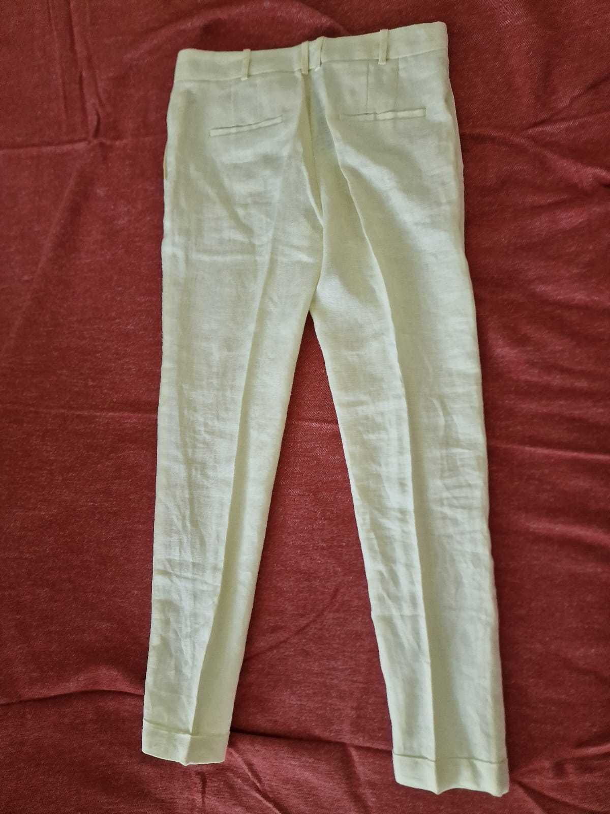 Pantaloni conici din in MANGO, noi, cu eticheta