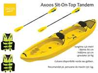 2 padele + 2 veste CADOU: Caiac Axoos Tandem, galben, 3,60 metri