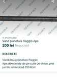 Vand doua planetare Piaggio ape
