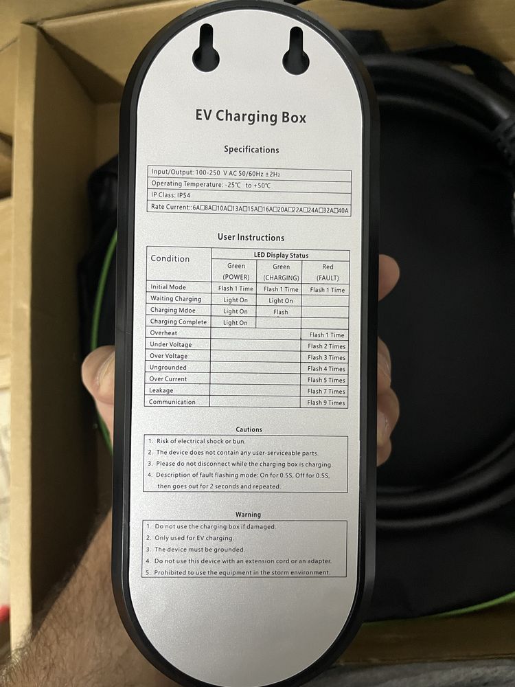 Зарядное устройство зарядка для электромобиля 16А 3.5 квт