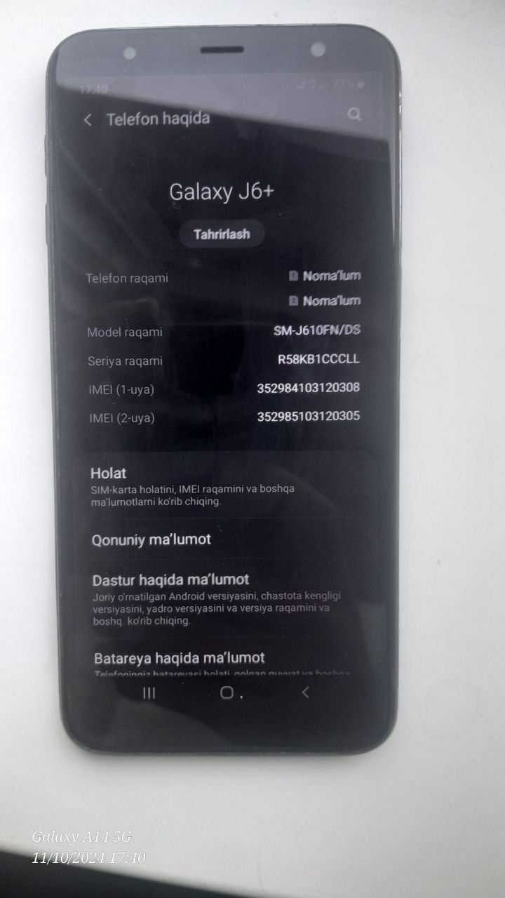 Samsung J6+ 32GB sirochna sotiladi pul zarur