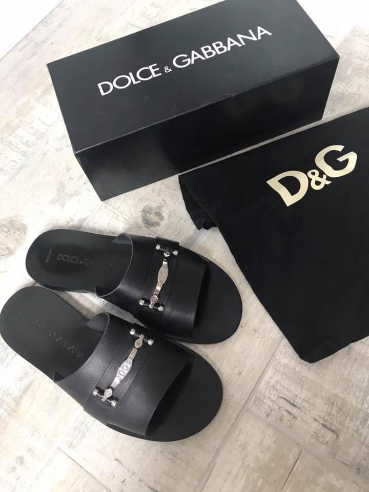 Кожени оригинални мъжки чехли Dolce & Gabbana